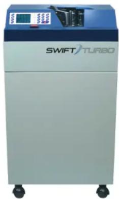 Exterior view of a modern SWIFT/TURBO industrial machine (no visible text or symbols on the device body)