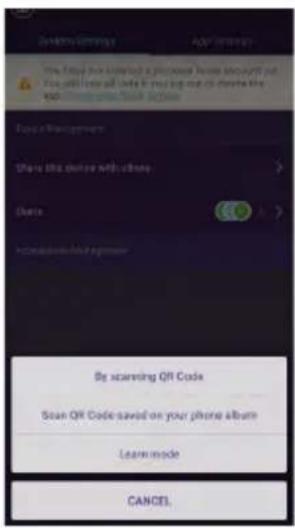 Scan QR Code Scan QR Code saved on your phone album Leave mode CANCEL