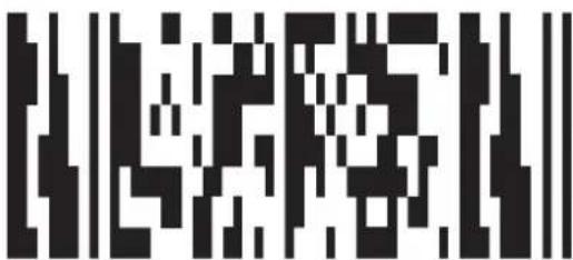 Black and white pixelated QR code pattern with no readable text or symbols