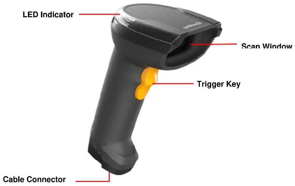 LED Indicator Scan Window Trigger Key Cable Connector