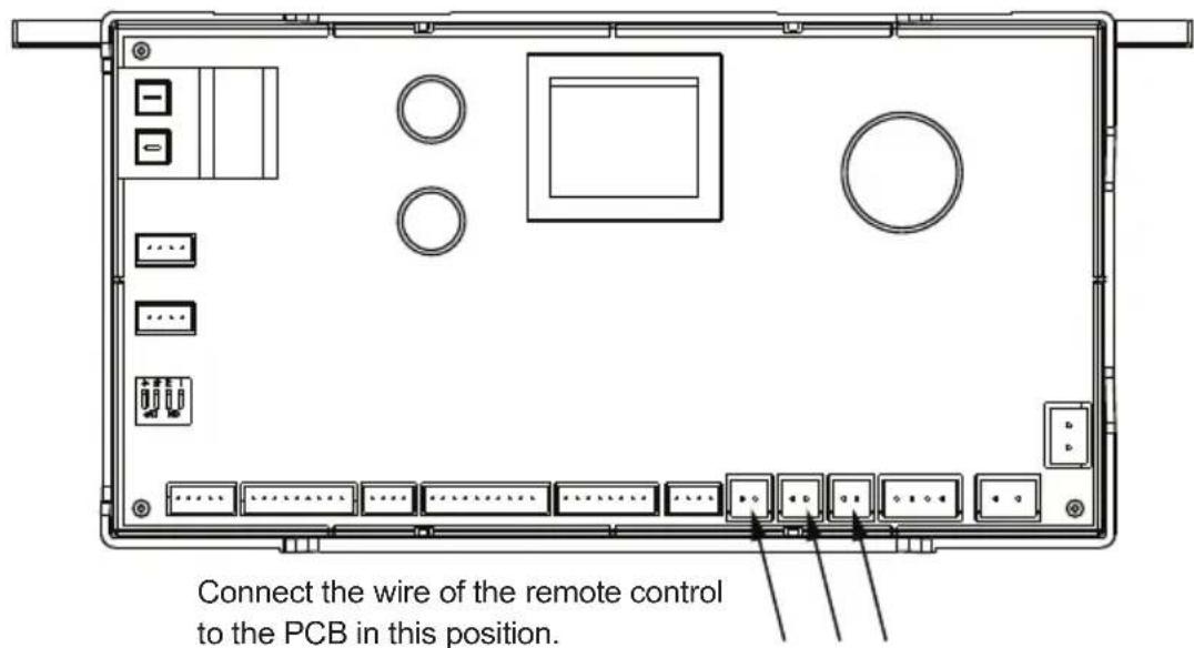 Connect the wire of the remote control to the PCB in this position.