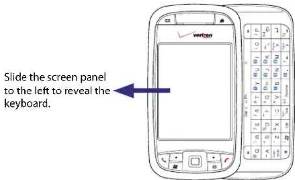 Slide the screen panel to the left to reveal the keyboard.