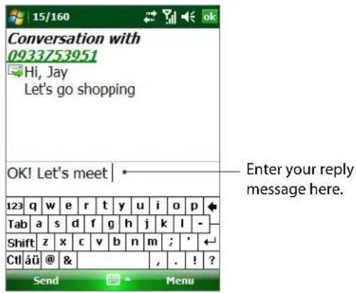 Conversation with 09.3753951 Hi, Jay Let's go shopping OK! Let's meet | Enter your reply message here. 123 q w e r t y u i o p Tab a s d f g h j k l - Shift z x c v b n m ; * Ctrl áü @ & Send Menu
