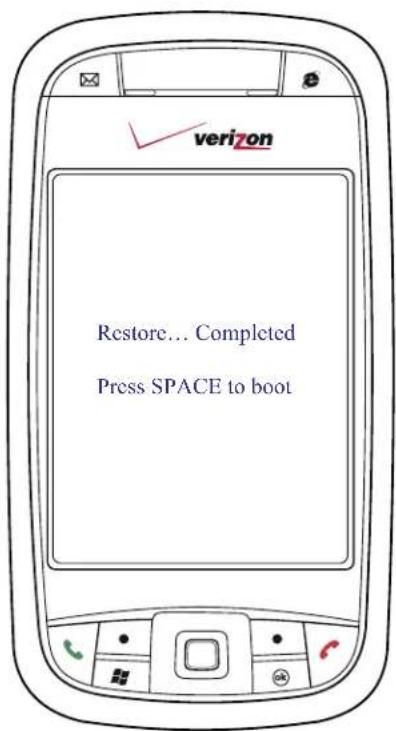 verizon Restore... Completed Press SPACE to boot