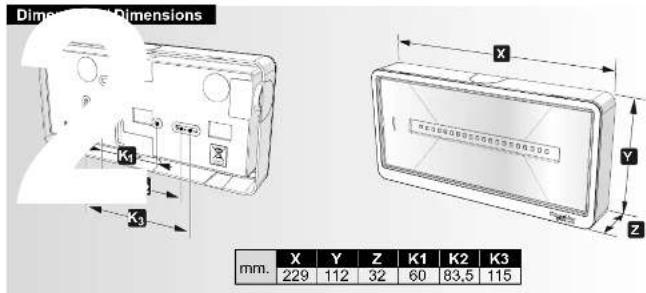 Dimension Dimensions X Y Z mm. X Y Z K1 K2 K3 229 112 32 60 83,5 115
