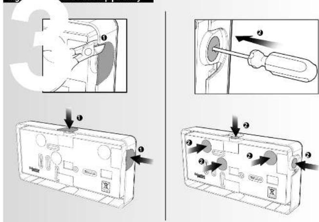 Technical diagram showing four steps of a device's internal components with numbered labels and directional arrows indicating assembly or repair.