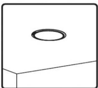 Simple line drawing of a rectangular block with a circular top and a horizontal base (no text or symbols)