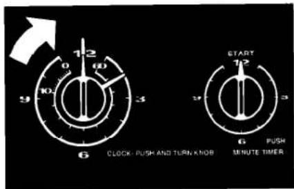 12 0 6 9 3 6 CLOCK: PUSH AND TURN KNOB START 12 6 PUSH MINUTE TIMER