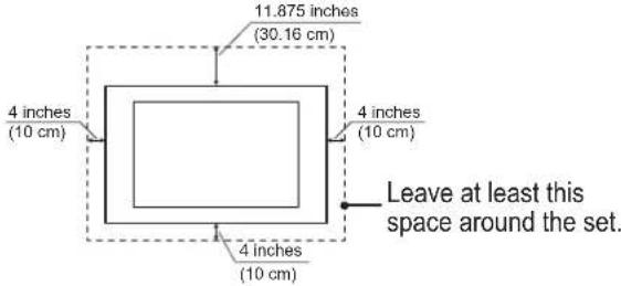 11.875 inches (30.16 cm) 4 inches (10 cm) 4 inches (10 cm) 4 inches (10 cm) Leave at least this space around the set.