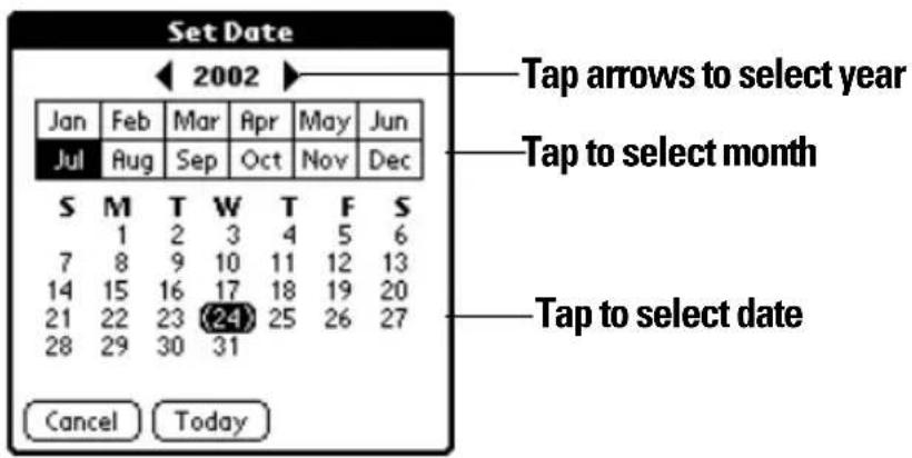 Set Date ← 2002 ▶ Jan Feb Mar Apr-May Jun Jul Aug Sep Oct Nov Dec S M T W T F S 1 2 3 4 5 6 7 8 9 10 11 12 13 14 15 16 17 18 19 20 21 22 23 (24) 25 26 27 28 29 30 31 Cancel Today Tap arrows to select year Tap to select month Tap to select date