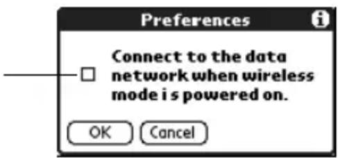 Preferences Connect to the data network when wireless mode is powered on. OK Cancel