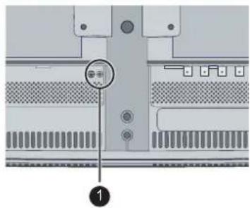 Diagram of a computer monitor rear panel with labeled button and numbered annotation