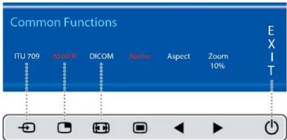 Common Functions ITU 709 6500 K DICOM Native Aspect Zoom EXIT