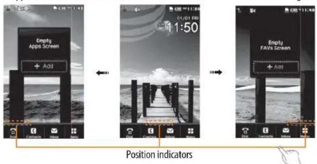 Empty Apps Screen + Add Position indicators Empty FAVs Screen + Add