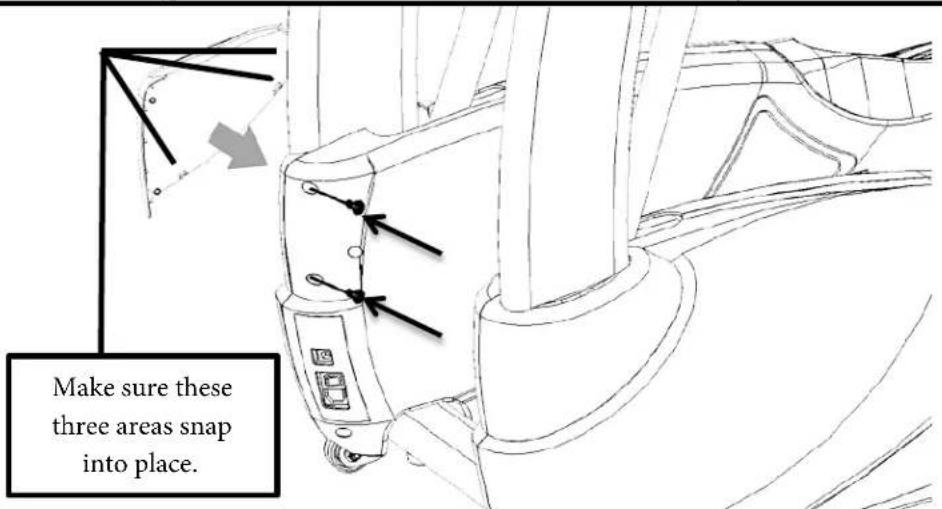 Make sure these three areas snap into place.