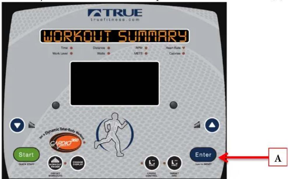 TRUE truefitness.com WORKOUT SUMMARY Time Work Level Distance Watts RPM METS Heart Rate Calories Start QUICK START WORKOUT Packed PRESET WORKOUTS CARDIO 360 CHANGE DISPLAY CRUISE CONTROL TARGET HRC Enter NO NO RESET A