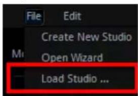 File Edit Create New Studio Open Wizard Load Studio ...