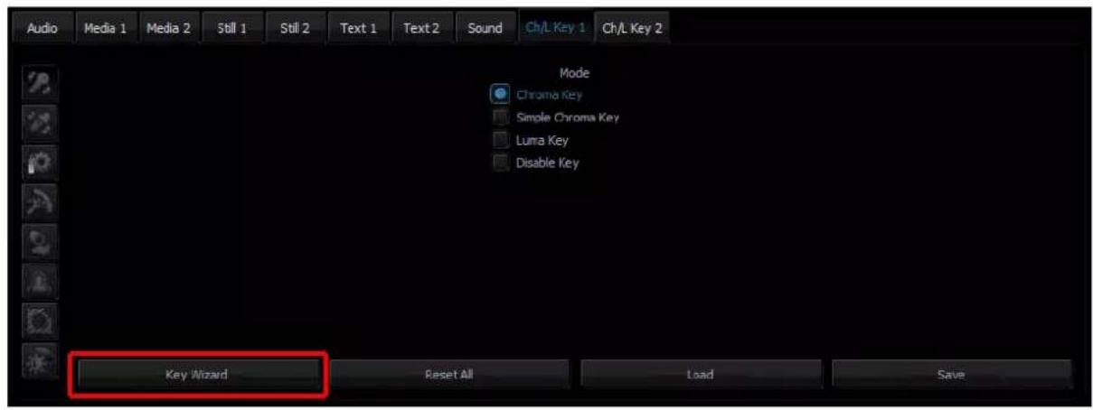 Audio Media 1 Media 2 Still 1 Still 2 Text 1 Text 2 Sound Ch/L Key 1 Ch/L Key 2 Mode Chroma Key Simple Chroma Key Luma Key Disable Key Key Wizard Reset All Load Save