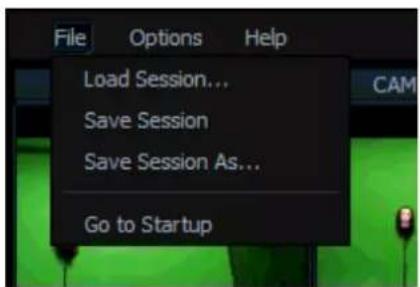 File Options Help Load Session... Save Session Save Session As... Go to Startup