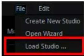 File Edit M: Create New Studio Open Wizard Load Studio ...