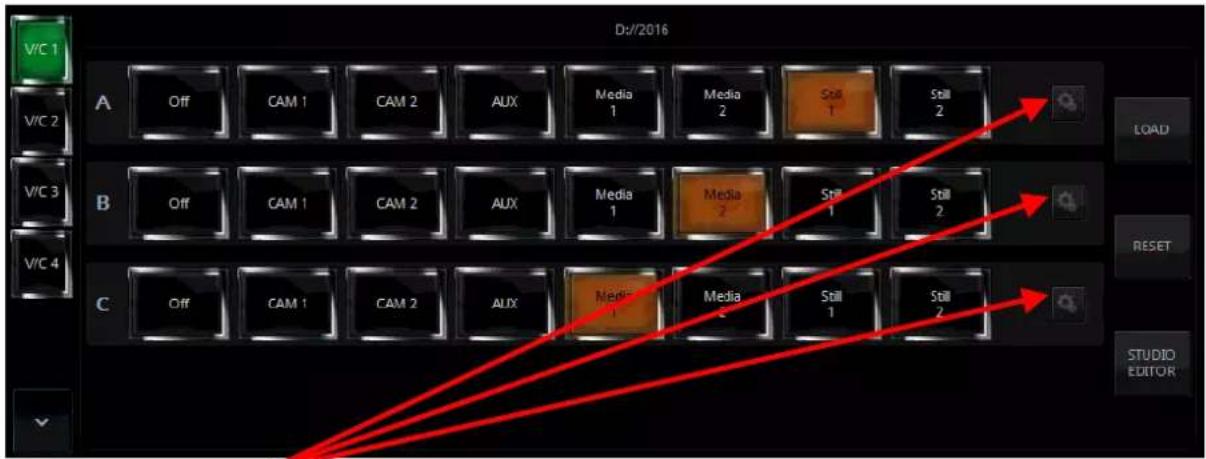 Dr//2016 V/C 1 A Off CAM 1 CAM 2 AUX Media 1 Media 2 Still 1 Still 2 LOAD V/C 2 B Off CAM 1 CAM 2 AUX Media 1 Media 2 Still 1 Still 2 RESET V/C 3 C Off CAM 1 CAM 2 AUX Media 1 Media 2 Still 1 Still 2 STUDIO EDITOR