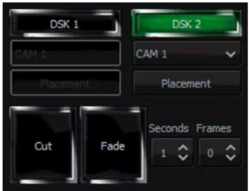 DSK 1 CAM 1 Placement DSK 2 CAM 1 Placement Cut Fade Seconds Frames 1 0