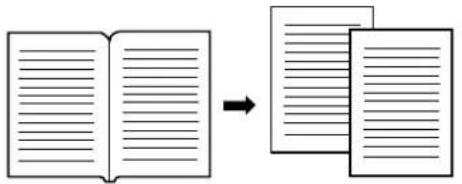 Diagram showing transformation of a blank document into two blank pages, illustrating the process's change.