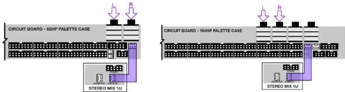 CIRCUIT BOARD - 62HP PALETTE CASE CIRCUIT BOARD - 104HP PALETTE CASE POWER STEREO MIX 1U L R L R STEREO MIX 1U