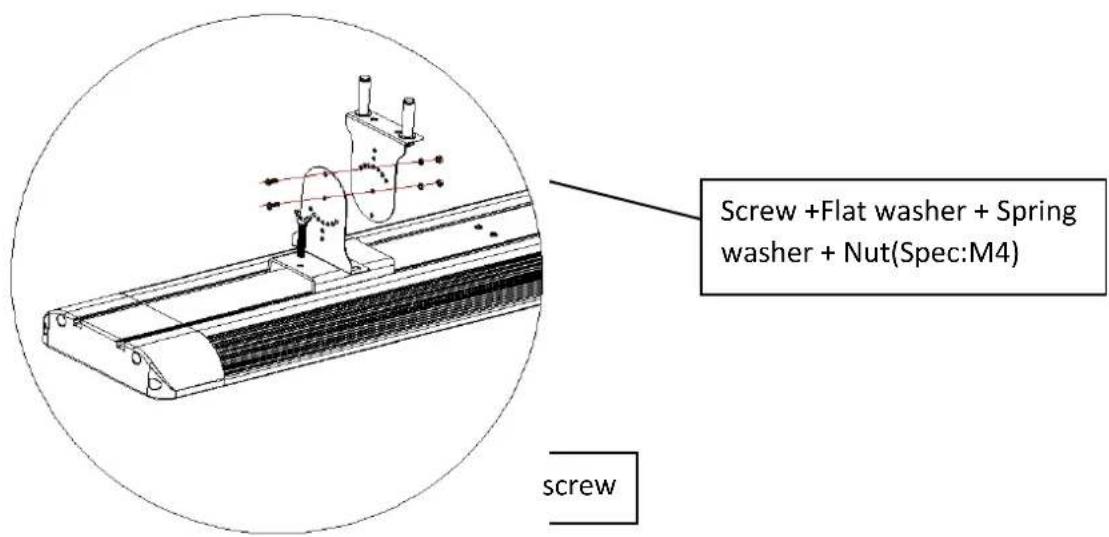 Screw +Flat washer + Spring washer + Nut(Spec:M4) screw