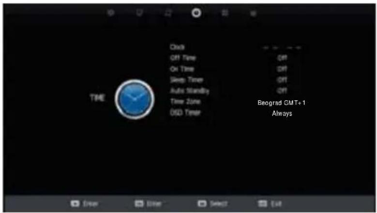 Clock Off Time On Time Sleep Timer Auto StandBy Time Zone O5D Timer Beograd CMT+1 Always