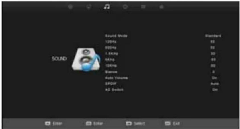 Sound Mode 120Hz 950Hz LEDHz 4kHz 10MHz Balance Auto Volume EPOIF AD Broadcast Standard EA EA EA EA EA 3 On Auto On