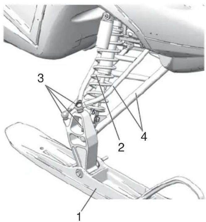 Technical diagram of a mechanical assembly with numbered components labeled 1 to 4
