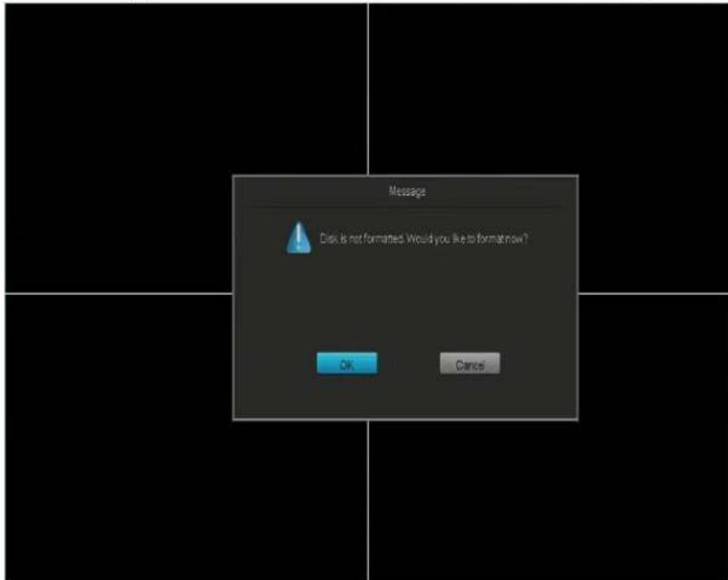 Message Disk is not formatted. Would you like to format now? OK Cancel