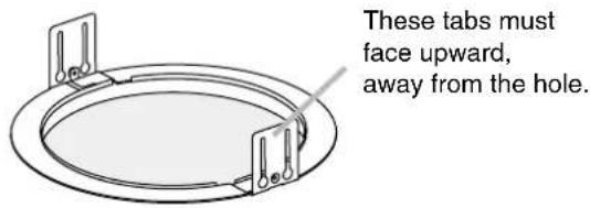 These tabs must face upward, away from the hole.