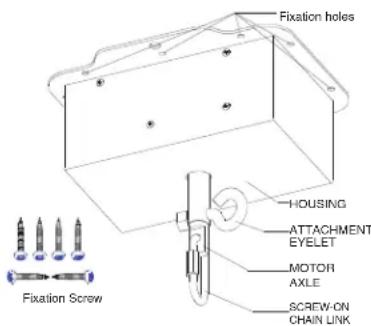 Fixation holes HOUSING ATTACHMENT EYELET MOTOR AXLE SCREW-ON CHAIN LINK Fixation Screw