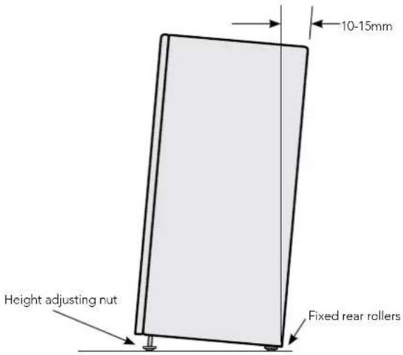 10-15mm Height adjusting nut Fixed rear rollers