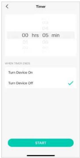 Timer 00 hrs 05 min 01 06 02 07 WHEN TIMER ENOG Turn Device On Turn Device Off START