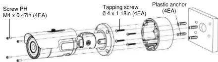 Screw PH M4 x 0.47in (4EA) Tapping screw 0 4 x 1.18in (4EA) Plastic anchor (4EA)
