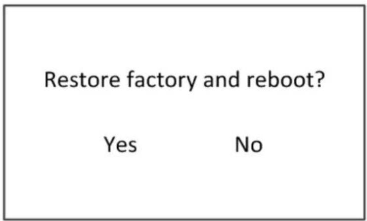 Restore factory and reboot? Yes No