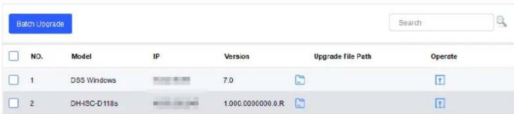 Batch Upgrade Search NO. Model IP Version Upgrade File Path Operate 1 DSS Windows 7.0 2 DH-ISC-D 118s 1.000.0000000.0.R