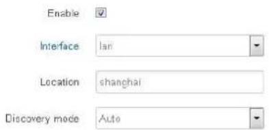 Enable Interface lan Location shanghai Discovery mode Auto