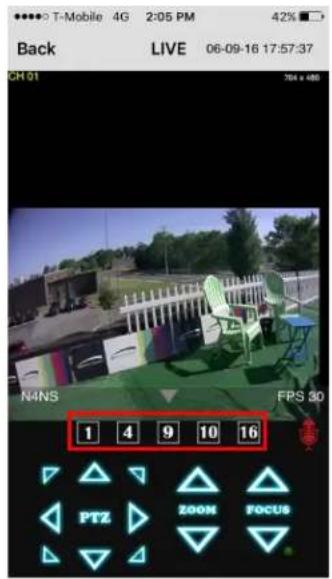 Back LIVE 06-09-16 17:57:37 CH 01 704 x 485 N4NS FPS 30 1 4 9 10 16 PTZ ZOOM FOCUS