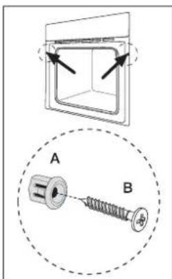 Diagram showing a mechanical assembly with labeled parts A and B, including directional arrows and a dashed circle indicating a component.