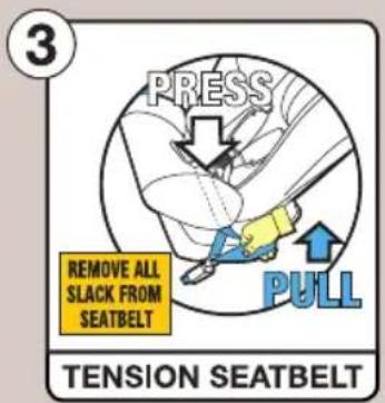 3 PRESS REMOVE ALL SLACK FROM SEATBELT PULL TENSION SEATBELT