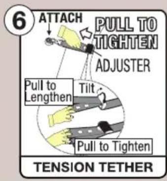 6 ATTACH PULL TO TIGHTEN ADJUSTER Pull to Lengthen Tilt Pull to Tighten TENSION TETHER