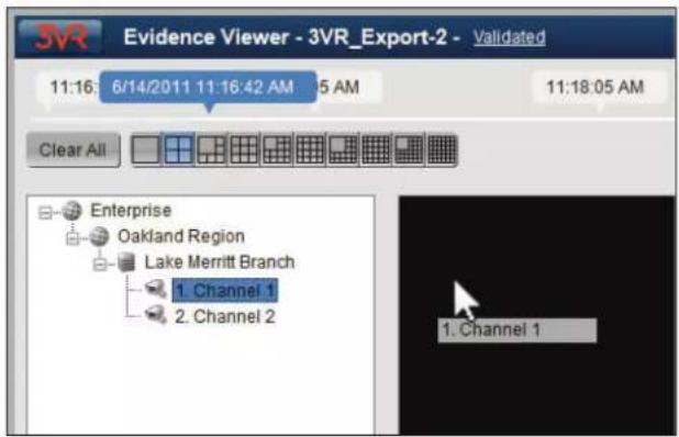 3VR Evidence Viewer - 3VR_Export-2 - Validated 11:16: 6/14/2011 11:16:42 AM 5 AM 11:18:05 AM Clear All Enterprise Oakland Region Lake Merritt Branch 1. Channel 1 2. Channel 2 1. Channel 1
