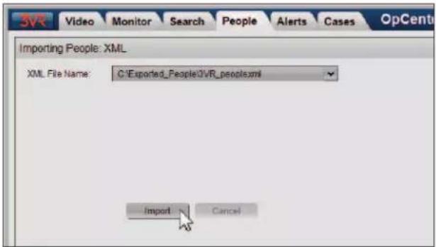 Importing People: XML XML File Name: C:\Exported_People\OVR_people.xml Import Cancel