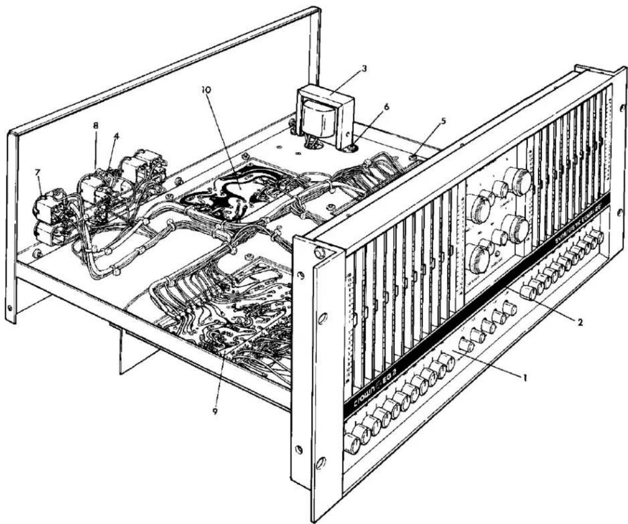 Technical diagram of an electronic device with numbered components for identification and assembly reference.