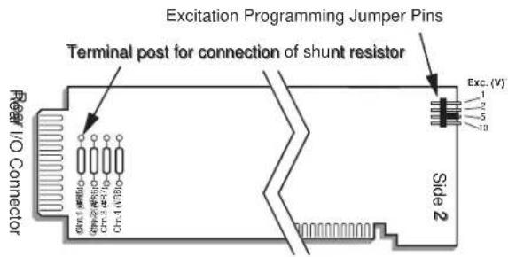 Excitation Programming Jumper Pins Terminal post for connection of shunt resistor Excl. (V) Side 2 Rea/1/O Connector -0.05mA/2.4µF -0.06A/1.4µF -0.08A/1.4µF -0.10A/1.4µF -0.12A/1.4µF -0.14A/1.4µF -0.16A/1.4µF -0.18A/1.4µF -0.20A/1.4µF