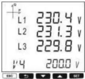 L1 230.4 V L2 231.3 V L3 229.8 V V4 200.0 V